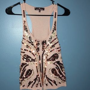 Antique gold and gold sequins tank